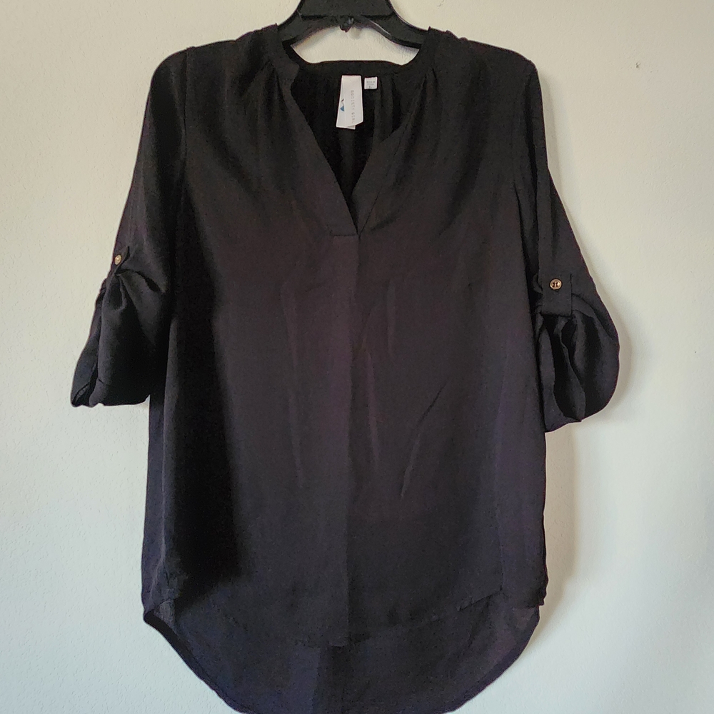Retro Society Girl Elegant Black Blouse Size Large
